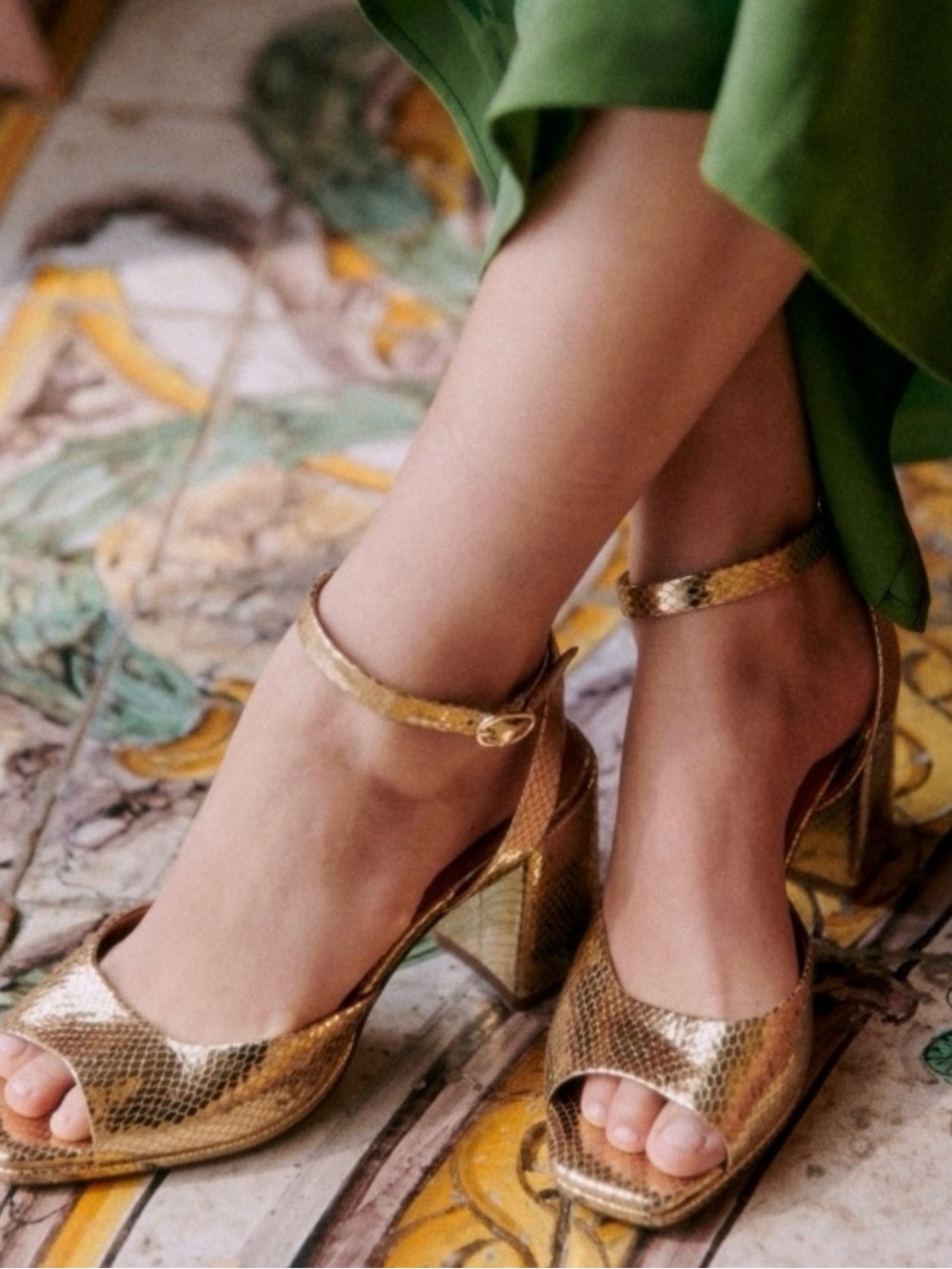 Sezane Gold Maxine Sandals High Sandals